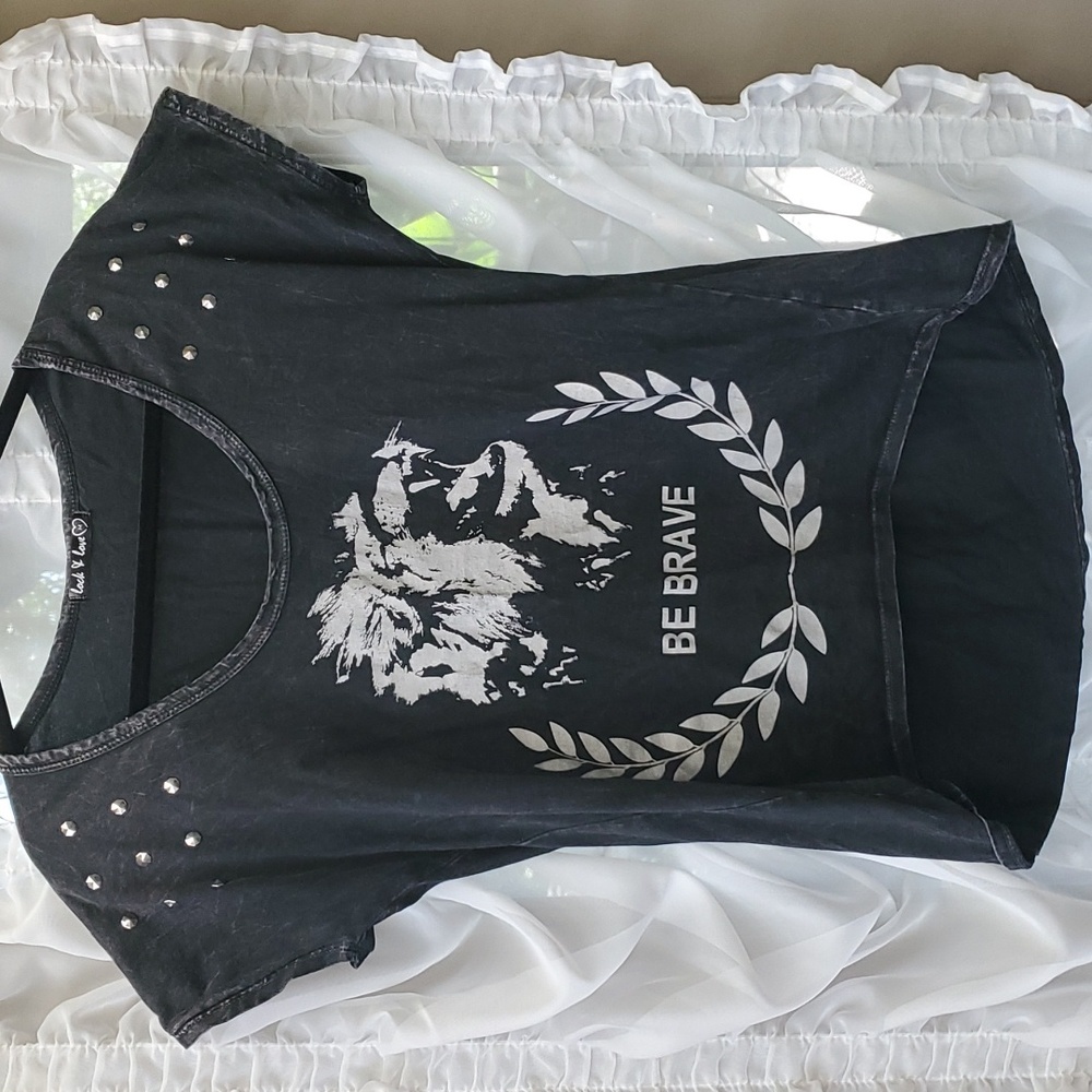 ❤️ LOCK & LOVE Black Lion "Be Brave" T-Shirt Size M